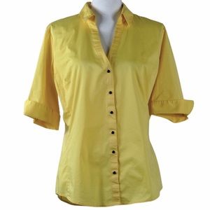 Yellow New York and Company Button Down Sh…